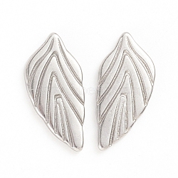 304 Stainless Steel Cabochons, Leaf, Stainless Steel Color, 16.5x8x1.5mm(STAS-D174-25P)