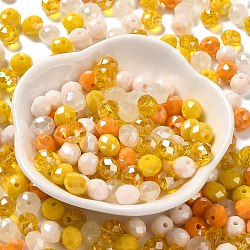 Glass Beads, Faceted, Rondelle, Gold, 8x6mm, Hole: 1mm, about 1210pcs/500g(EGLA-A034-LM8mm-21)