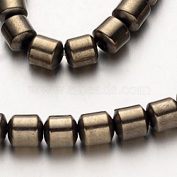 Electroplate Non-magnetic Synthetic Hematite Bead Strands, Column, Antique Bronze Plated, 6x6mm, Hole: 1mm, about 67pcs/strand, 15.7 inch(G-F300-28-06)