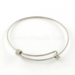 Adjustable 201 Stainless Steel Expandable Bangle Making, Stainless Steel Color, 65mm(X-STAS-R069-04)