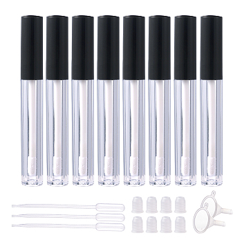 DIY Lip Glaze Bottle Sets, with Plastic Transfer Pipettes and Plastic Funnel Hopper, Clear, 104mm, Capacity: 3ml, 12pcs/set