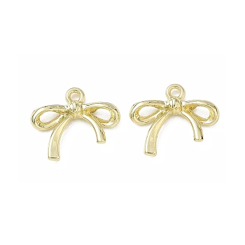 Alloy Pendants, Bowknot Charms, Rack Plating, Cadmium Free & Lead Free, Golden, 15x17x4mm, Hole: 1.6mm