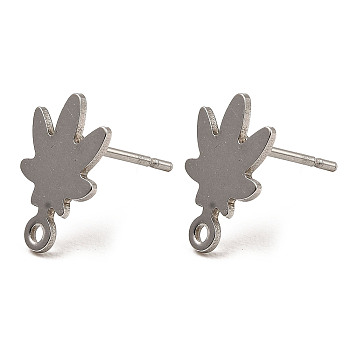 Leaf Shape 201 Stainless Steel Stud Earrings Findings, with 304 Stainless Steel Pins &  Horizontal Loops, Stainless Steel Color, 12x7.5mm, Hole: 1.2mm, Pin: 0.7mm