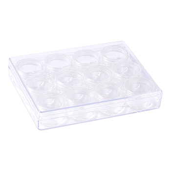 Plastic Bead Storage Containers, 12 Compartments, Clear, 9.8x13x2cm, Small Box: 30x17mm, Capacity: 5ml(0.17 fl. oz)