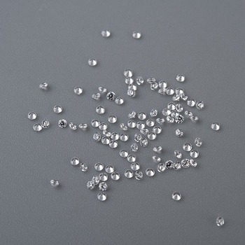 Cubic Zirconia Cabochons, Grade A, Faceted, Diamond, Clear, 1mm