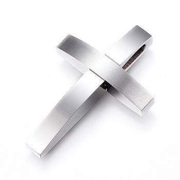 304 Stainless Steel Pendants, Cross, Stainless Steel Color, 40x26.7x7mm, Hole: 9x3.5mm