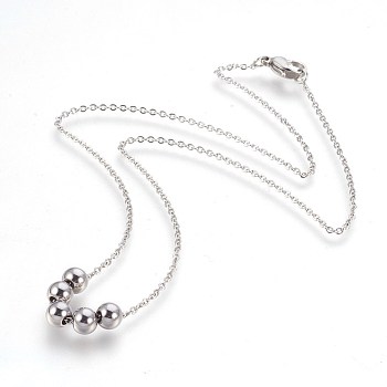 Stainless Steel Pendant Necklaces, with Lobster Claw Clasps, Round, Stainless Steel Color, 16.25 inch(41.3cm), 1.5mm