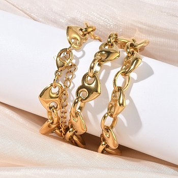 304 Stainless Steel Heart Links Chains Pendant Necklaces for Women, Golden, 16.02 inch(40.7cm)