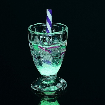 Luminous Transparent Resin Pendants, Fruit Drink Charms, Grape, 30.5x16mm, Hole: 1.8mm