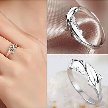 Simple Fashion Style Brass Dolphin Lover Cuff Rings(RJEW-EE0002-003P-B)-7