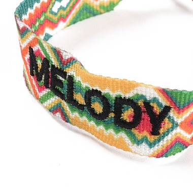 Bracelet tressé en polycoton (coton polyester) word melody avec breloque pompon(BJEW-F429-04)-2