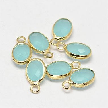 Golden PaleTurquoise Oval Brass+Glass Charms