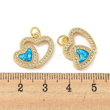 Valentine's Day Brass Micro Pave Cubic Zirconia with Synthetic Opal Pendants(KK-D096-02B-G)-3
