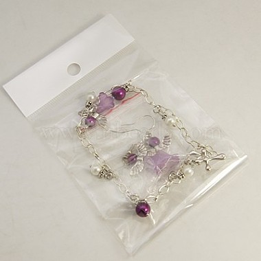 Lovely Wedding Dress Angel Jewelry Sets: Earrings & Bracelets(SJEW-JS00297)-3