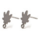 Leaf Shape 201 Stainless Steel Stud Earrings Findings(STAS-Q251-01P)-1