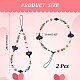 2Pcs Colorful Beads Plastic Pearl Heart Beaded Chain Moblie Straps(AJEW-AR0001-61)-2
