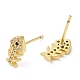 Rack Plating Brass Fishbone Stud Earrings with Cubic Zirconia(EJEW-D061-06G)-2