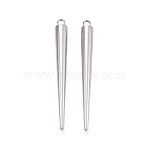 304 Stainless Steel Pendants, Spike Cone Charms, Stainless Steel Color, 54x6mm, Hole: 2.5mm(STAS-T075-22F-P)