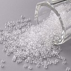 12/0 FGB Grade A Round Glass Seed Beads, Transparent Colours, Clear, 12/0, 2x1.5mm, Hole: 0.8mm, about 30000pcs/bag(SEED-Q006-F04)