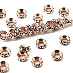 Brass Rhinestone Spacer Beads, Cadmium Free & Lead Free, Grade A, Rondelle, Rose Gold, Crystal, 7x3mm, Hole: 3.5mm(RB-A020-7mm-01RG)