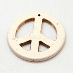 Synthetic Magnesite Beads, Dyed & Heated, Peace Sign, Old Lace, 55x5mm, Hole: 1mm, about 46pcs/1000g(TURQ-L014-55mm-05B)
