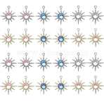 24Pcs 6 Styles Rack Plating Alloy Pendants, Sun Charms, with Resin, Cadmium Free & Nickel Free & Lead Free, Mixed Color, 28x25x5mm, Hole: 1.8mm, 4pcs/style(FIND-SC0005-41)