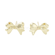Rack Plating Brass Stud Earring, Cadmium Free & Lead Free, Long-Lasting Plated, Bowknot, Real 18K Gold Plated, 10.5x15.5mm(EJEW-C081-29G)
