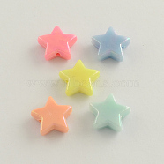 AB Color Plated Acrylic Beads, Star, Mixed Color, 14x14x5mm, Hole: 2mm(X-SACR-Q106-01)