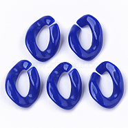 Opaque Acrylic Linking Rings, Quick Link Connectors, For Jewelry Curb Chains Making, Twist, Medium Blue, 19x13x4mm, Inner Diameter: 5x9mm, about 1250pcs/500g(SACR-R248-01A)