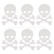 6 Sets Skull Bone Glitter Rhinestone, Iron on Patches, with Self-Adhesive, Dress Shoes Garment Decoration, Crystal, 63x54x2mm, 72x46x2mm(DIY-FH0003-71)