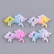 Resin Cabochons, with Glitter Powder, Unicorn, Mixed Color, 22x36x5mm(X-CRES-T010-67)