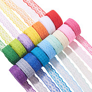 Nonelastic Lace Trim, Polyester Ribbon for Jewelry Making, Mixed Color, 7/8 inch(22mm), about 10yards/roll(9.144m/roll), 20colors/set, 20rolls/set(OCOR-WH0054)