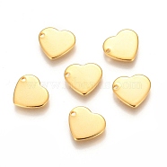 304 Stainless Steel Charms, Stamping Blank Tag, Heart, Real 24K Gold Plated, 10x11x0.8mm, Hole: 1mm(STAS-H557-22G)