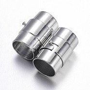 Brass Locking Tube Magnetic Clasps, Column, Platinum, 19x12mm, Hole: 10mm(X-KK-Q090-N)