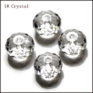 K9 Glass, Imitation Austrian Crystal Beads, Grade AAA, Faceted, Rondelle, Clear, 8x5.5mm, Hole: 0.9~1mm(SWAR-F068-6x8mm-01)