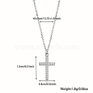 Cubic Zirconia Cross Pendant Necklaces, Rhodium Plated 925 Sterling Silver for Women, Platinum, 15.75 inch(40cm)(HQ3013-2)