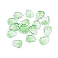 Two-Tone Transparent Glass Charms, Leaf, Lime Green, 13.5x10.5x3.5mm, Hole: 1.2mm(X-GLAA-H016-15I)