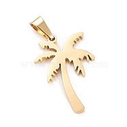 304 Stainless Steel Pendants, Laser Cut, Coconut Palm Tree, Golden, 22x15x1mm, Hole: 5x3mm(STAS-YW0002-15)