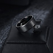 Titanium Steel Finger Rings for Men, Black, 8mm, Inner Diameter: 19mm(WG1765E-05)