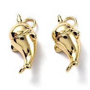 Brass Pendants, Long-Lasting Plated, with Jump Ring, Narwhal, Golden, 21x12x8.5mm, Hole: 3mm(X-KK-H749-01G)