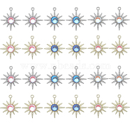 24Pcs 6 Styles Rack Plating Alloy Pendants, Sun Charms, with Resin, Cadmium Free & Nickel Free & Lead Free, Mixed Color, 28x25x5mm, Hole: 1.8mm, 4pcs/style(FIND-SC0005-41)