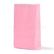 Rectangle Kraft Paper Bags, None Handles, Gift Bags, Hot Pink, 13x8x24cm(CARB-K002-01B-03)