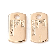 Brass Charms, Rectangle With Word, Real 18K Gold Plated, 12.5x7x1mm, Hole: 1.8mm(KK-G491-58G)