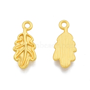 Alloy Pendants, Leaf Charms, Matte Gold Color, 20x8.5x1.5mm, Hole: 1.8mm(FIND-A017-28MG)