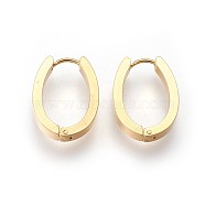 304 Stainless Steel Hoop Earrings, Hypoallergenic Earrings, Oval, Golden, 15.5~16x14x4mm, Pin: 1mm(EJEW-O087-08B)