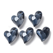 Acrylic Pendants, Imitation Pearl, Heart, Faceted, Black, 11x9x4mm, Hole: 0.5mm(MACR-P120-11mm-P01)