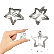 Metal Hollow Star Snap Hair Clips for Women Girls, Platinum, 30mm(PW-WG27F79-01)