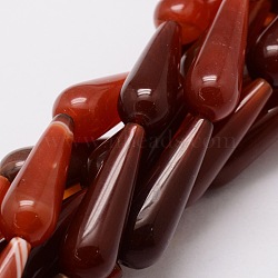 Dyed Natural Carnelian Teardrop Beads Strands, 29~30x8.5~10mm, Hole: 1.5mm, about 13pcs/strand, 15.7 inch(G-E329-29B)