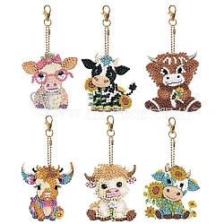 Cattle DIY Pendant Decoration Diamond Painting Kit, Including Resin Rhinestones Bag, Diamond Sticky Pen, Tray Plate, Glue Clay and Metal Findings, Mixed Color, Pendnat: 73x73mm(PW-WG96382-01)