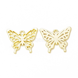 Rack Plating Alloy Butterfly Open Back Bezel Pendants, For DIY UV Resin, Epoxy Resin, Pressed Flower Jewelry,  Cadmium Free & Nickel Free & Lead Free, Light Gold, 18.5x22x1.5mm, Hole: 1.8mm(FIND-G052-42LG)